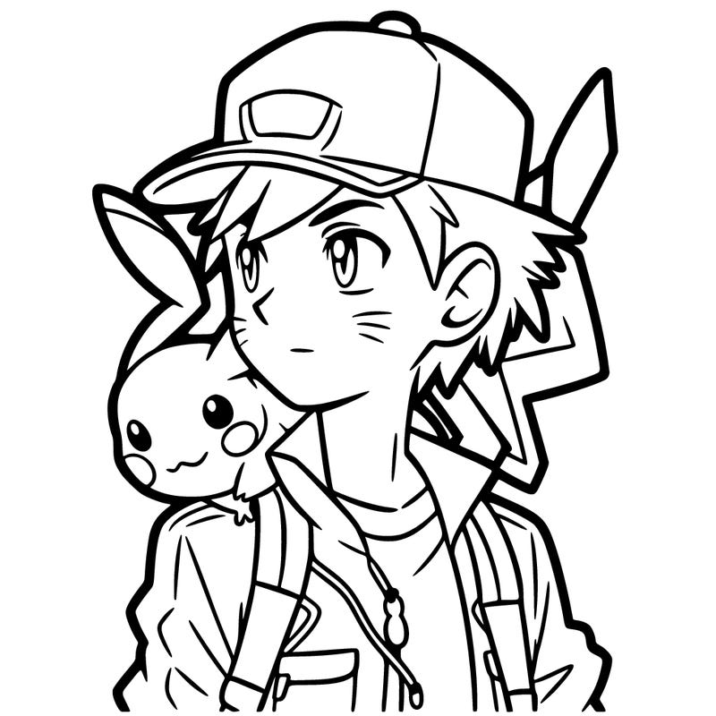 ash with pikachu on his shoulder