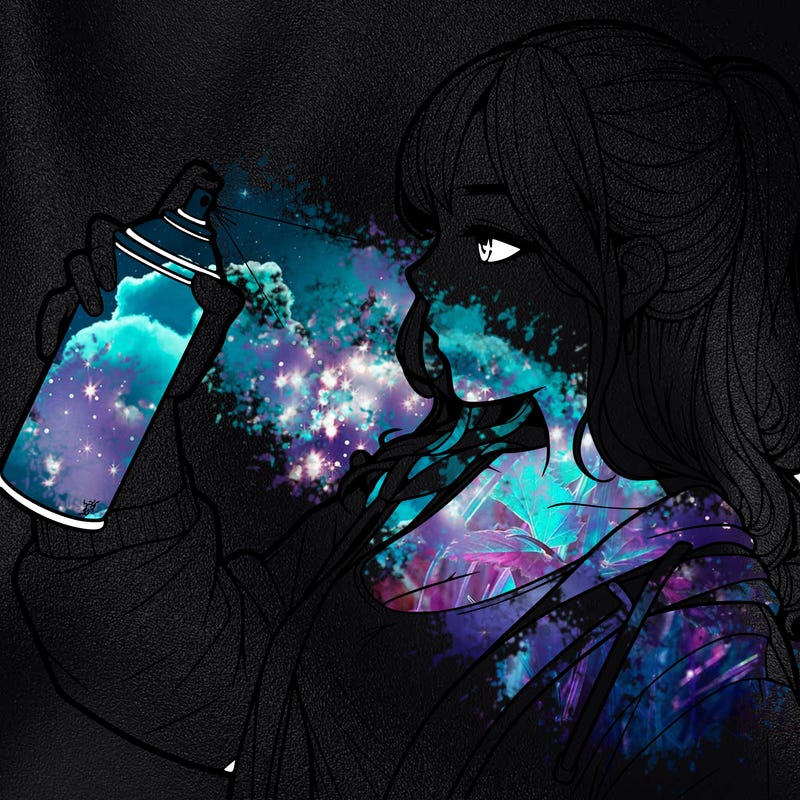 a realistic girl spray, painting