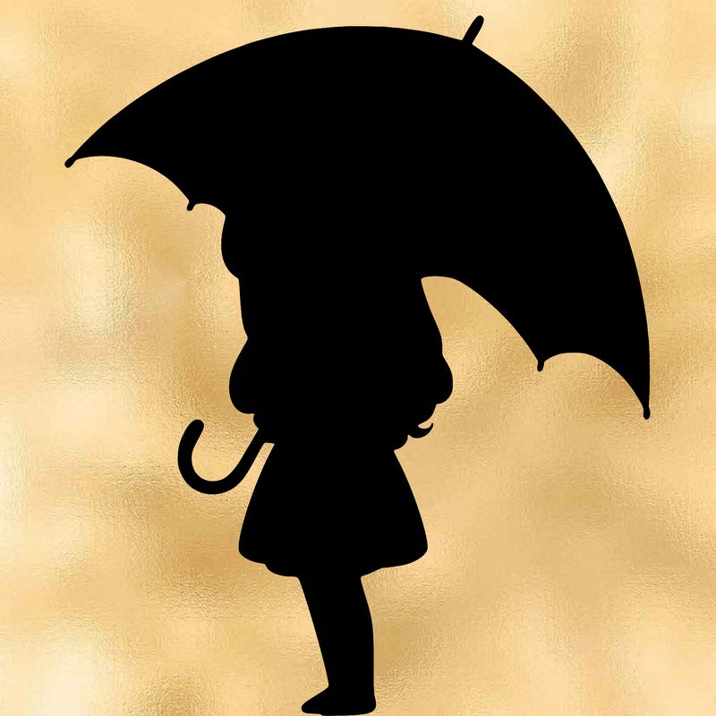 lonely girl holding black umbrella