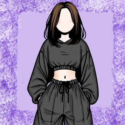 realistic girl faceless with baggy pants and a crop top