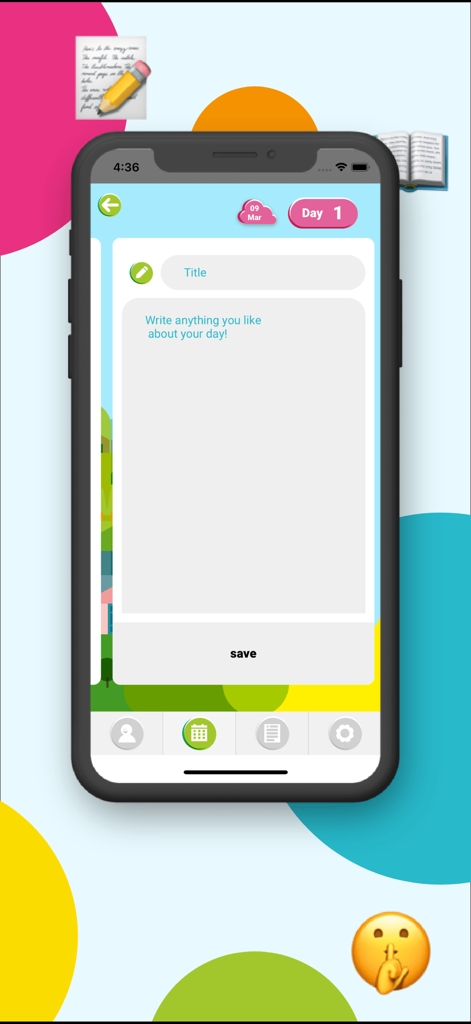 Oky Period Tracker - A journal screen in the Oky app where users can write about their day during their cycle