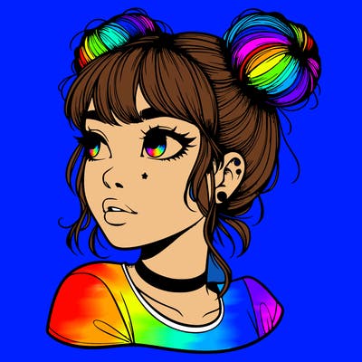 realistic girl with spacebuns