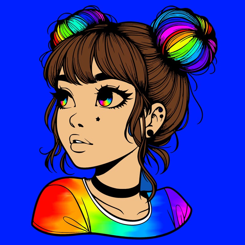 realistic girl with spacebuns
