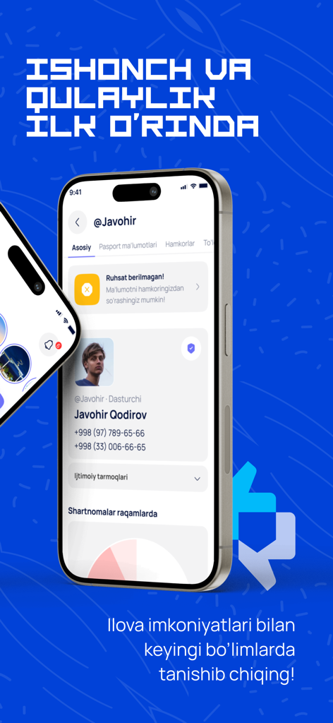 Hesap - Schermata del profilo utente mobile nell'app Hesap che mostra dettagli di contatto e informazioni sullo stato.