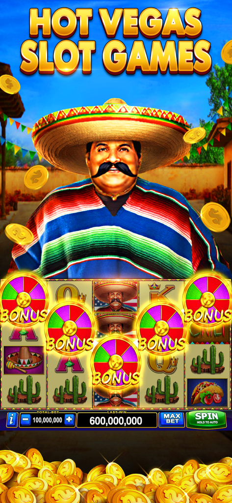 Superb Casino - Mexican fiesta themed slot machine game screen with bonus wheels and gold coins