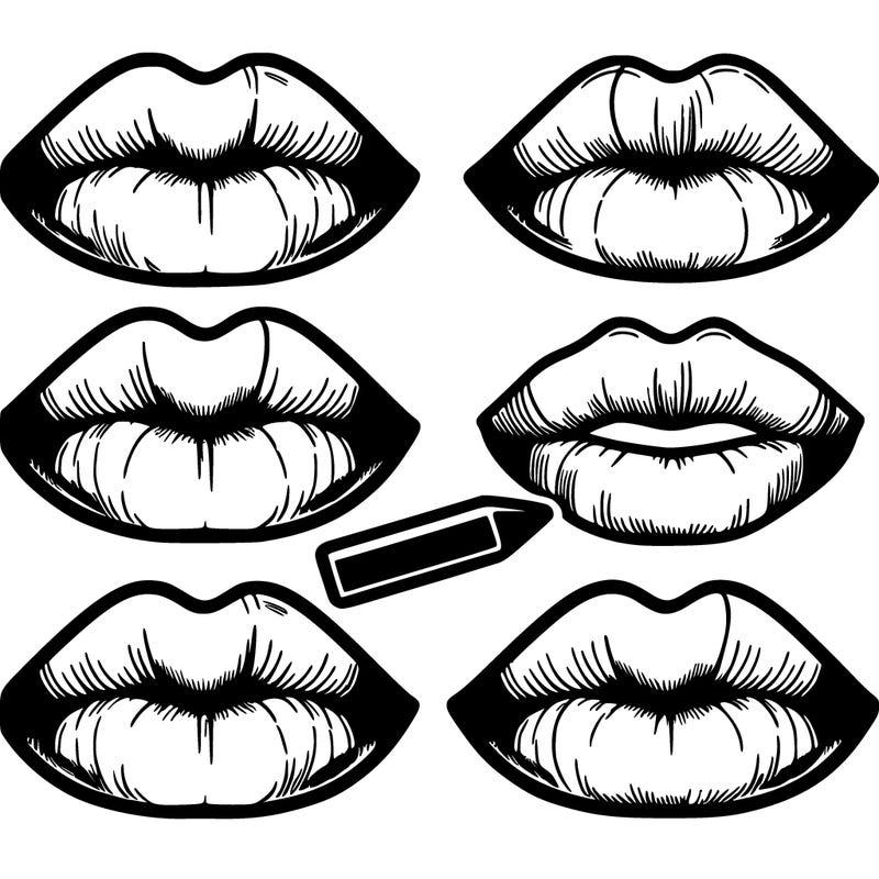 realistic lips split in four
