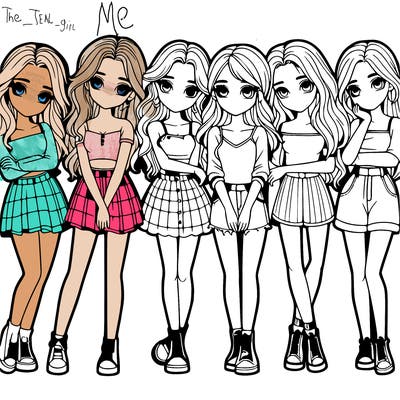 a group of girls realistic