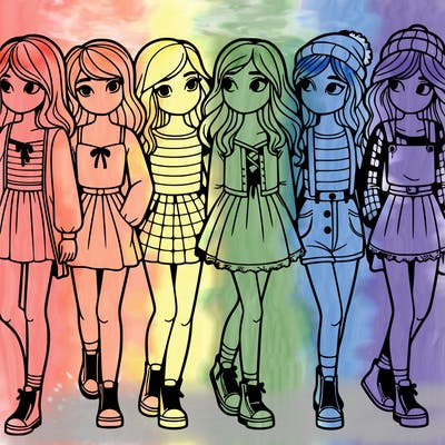 a group of girls standing in a line