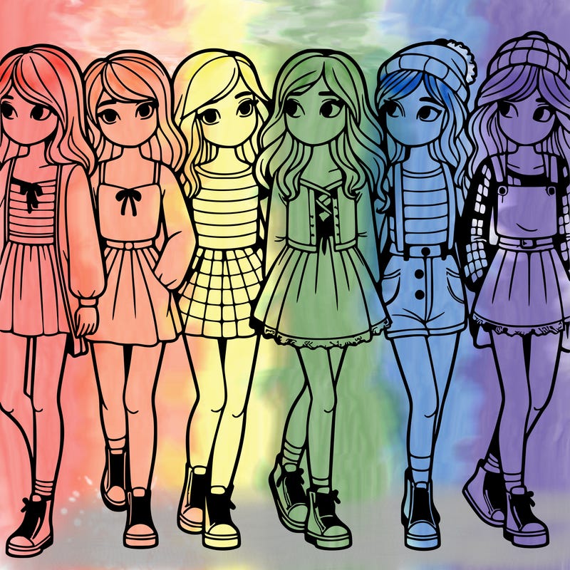 a group of girls standing in a line