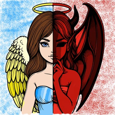 realistic angel half demon