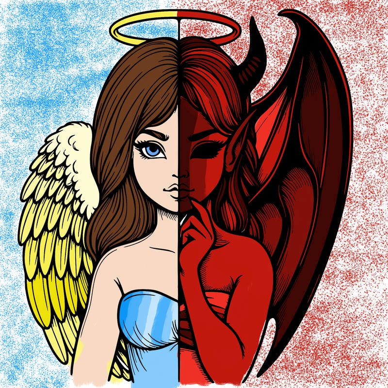 realistic angel half demon