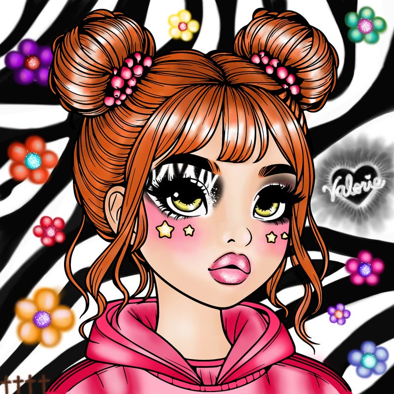 realistic girl with space buns
