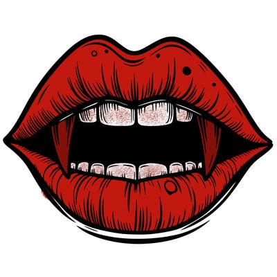 lips with vampire teeth