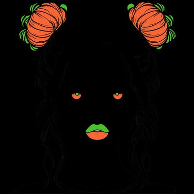 realistic girl with two buns in hair and lips