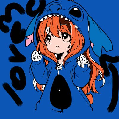 anime girl in a stitch onsie