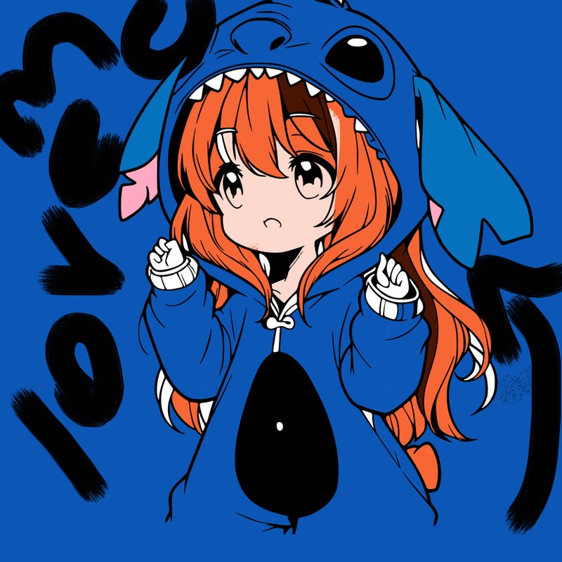 anime girl in a stitch onsie