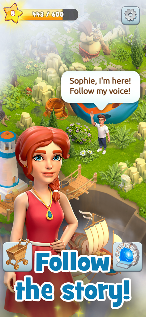 Sophia and Jack characters in Land of Legends Greek mythology island adventure with text Follow the story