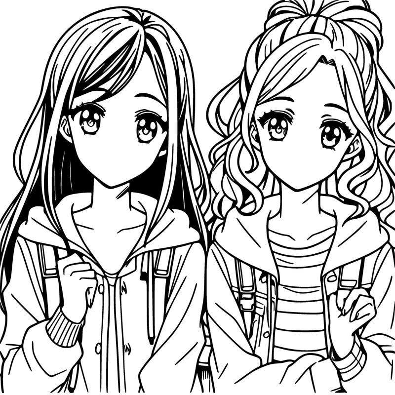 two teenager girls manga