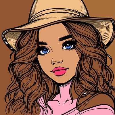 realistic girl with hat