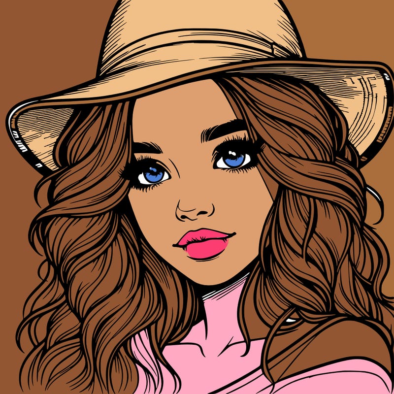 realistic girl with hat