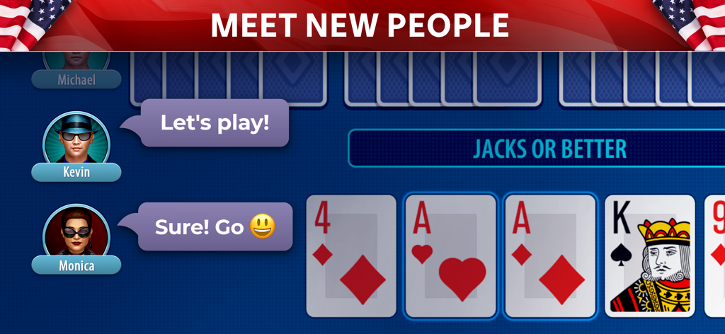 Video Poker by Pokerist - Fonction de chat en jeu dans Vidéo Poker par Pokerist montrant des joueurs interagissant en jouant à Jacks or Better