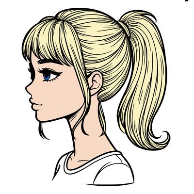 realistic woman with a pony tail hair style