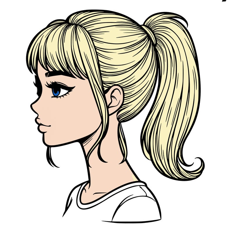 realistic woman with a pony tail hair style