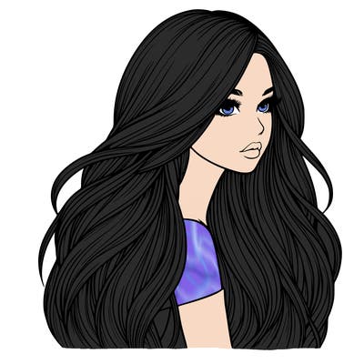 realistic girl with long realistic hair