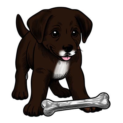 dog with a bone realistic