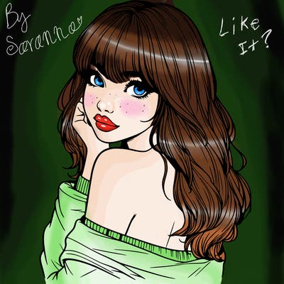 realistic girl with bangs looking over her shoulder