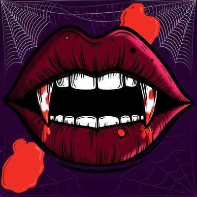 lips with vampire teeth