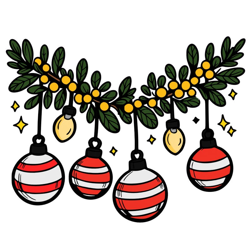 christmas garland with big bulbs