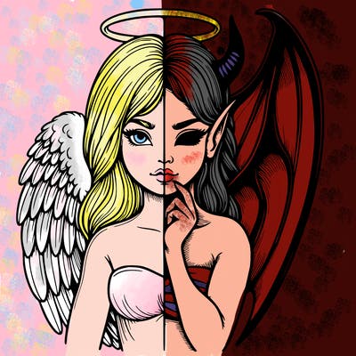 realistic angel half demon