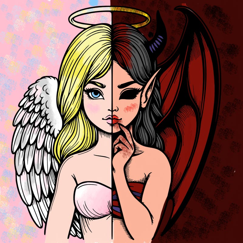 realistic angel half demon