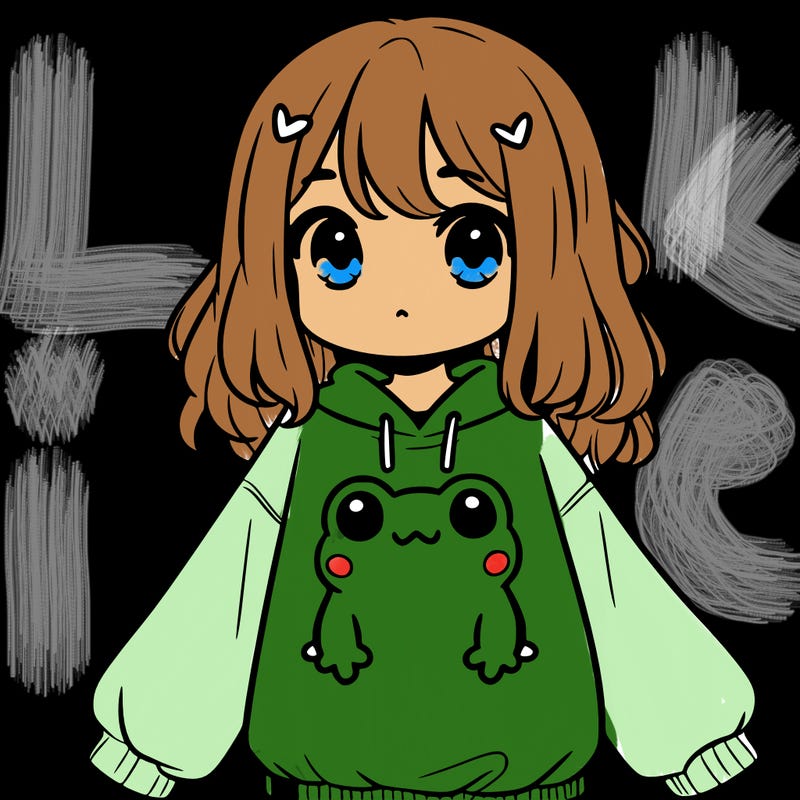 girl wearing frogging sweatshirt