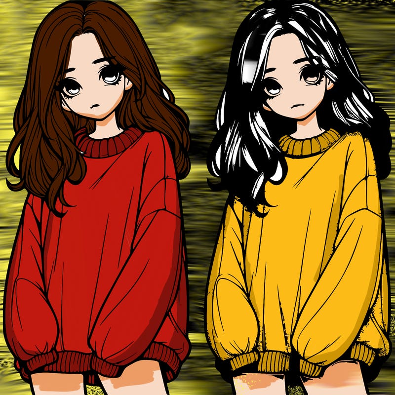 realistic girl with baggy sweater