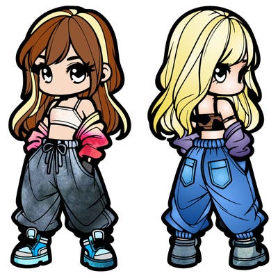 girl in crop top and baggy pants