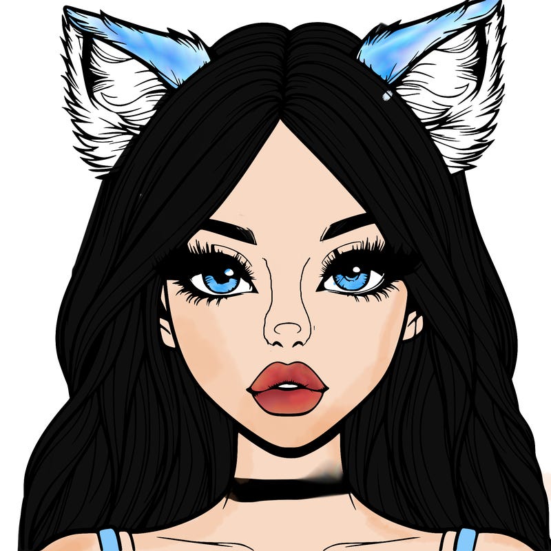 realistic girl with fox ears and realistic lips