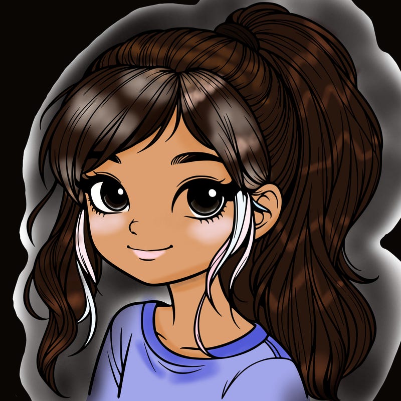 realistic girl with ponytail