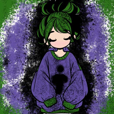 girl with baggy sweatshirt and messy bun