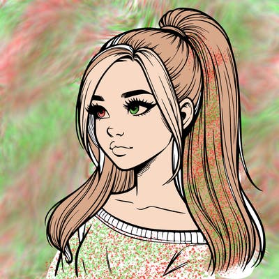 realistic girl with a high ponytail