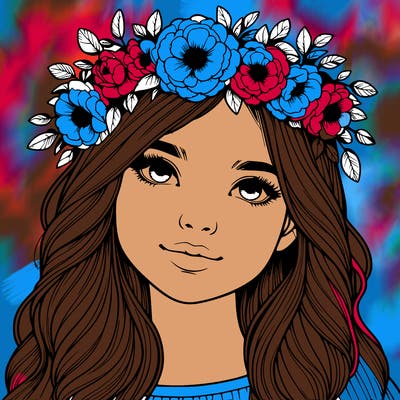realistic girl with flower crown