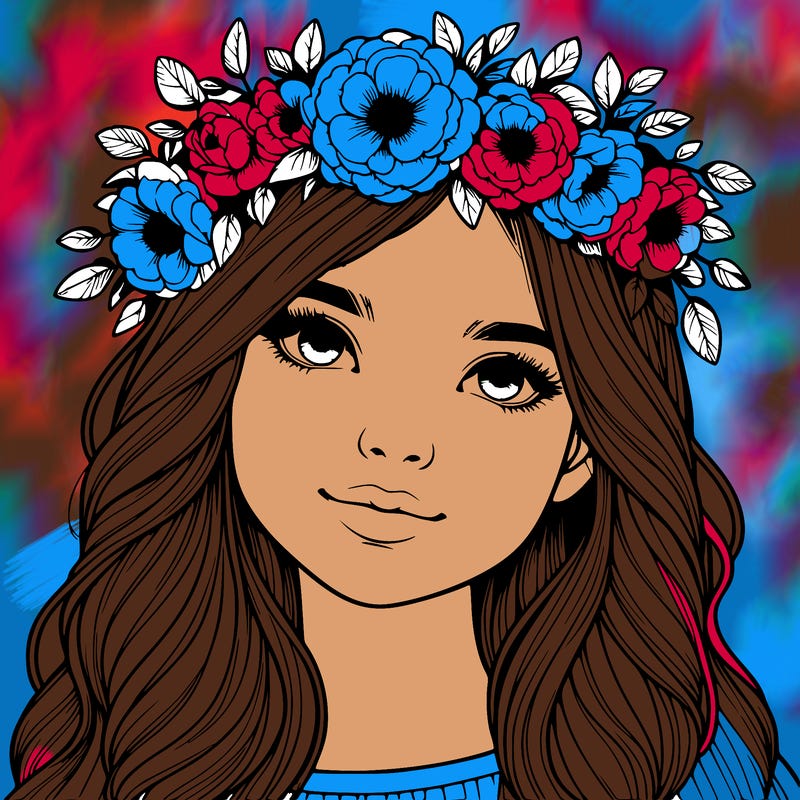 realistic girl with flower crown