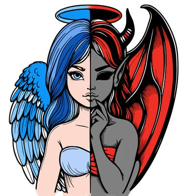 realistic angel half demon