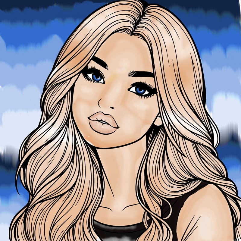 realistic girl with hair on her hair and lips