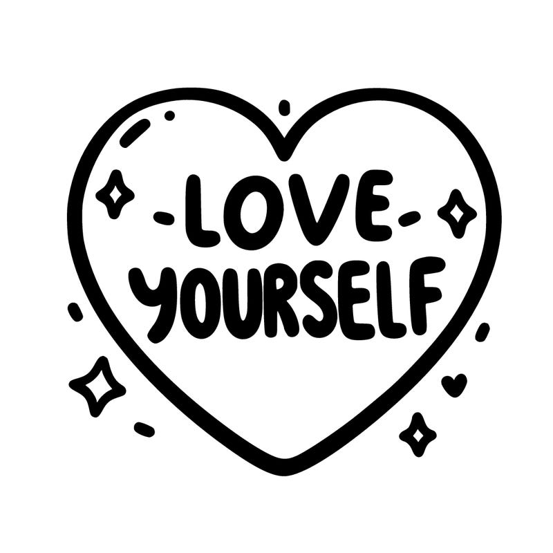 a cute heart shaped sign that says love yourself