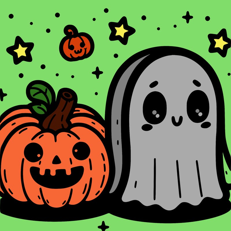 cute pumpkin and ghost
