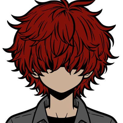 manga boy fluffy hair covering his eyes