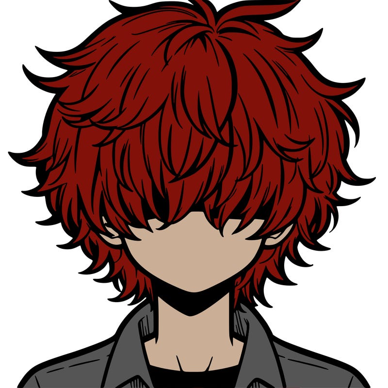 manga boy fluffy hair covering his eyes