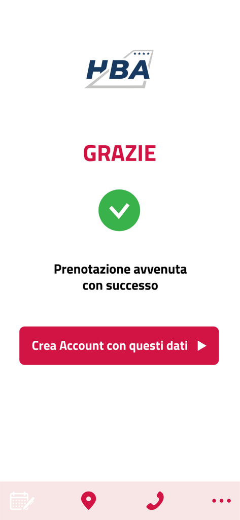 Pantalla de confirmación de reserva de la aplicación Easy Parking Bologna con una marca de verificación verde que indica una reserva exitosa